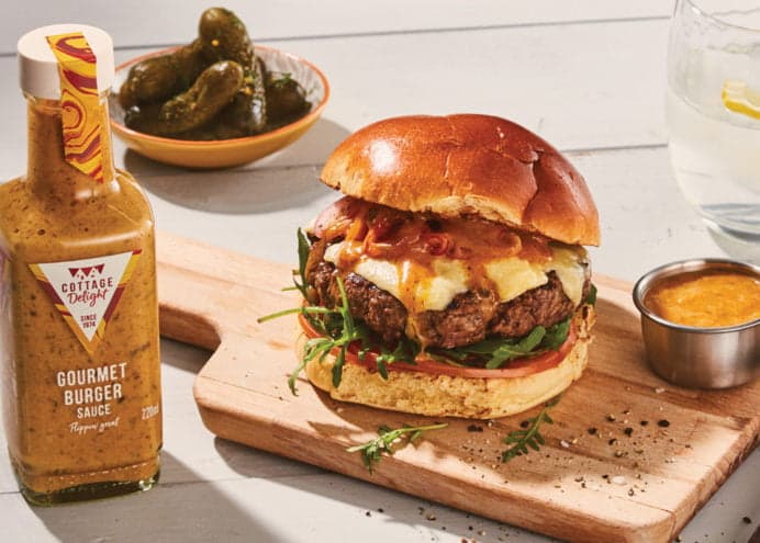 Classic gourmet burger sauce and burger