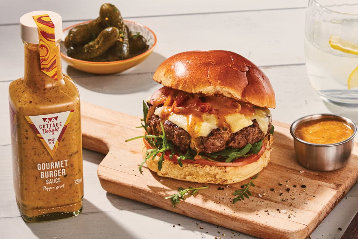 Classic gourmet burger sauce and burger