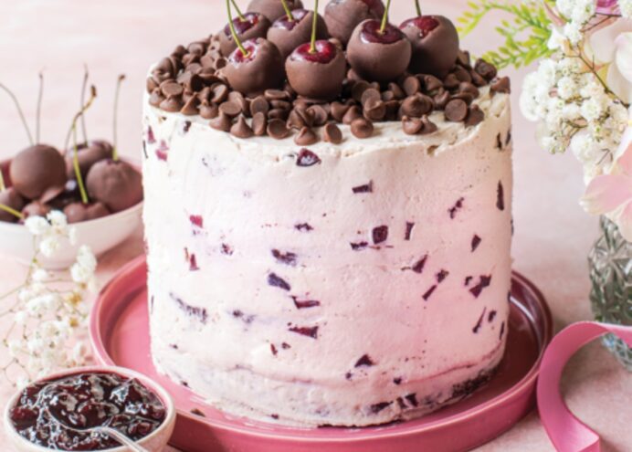Morello cherry brownie cake