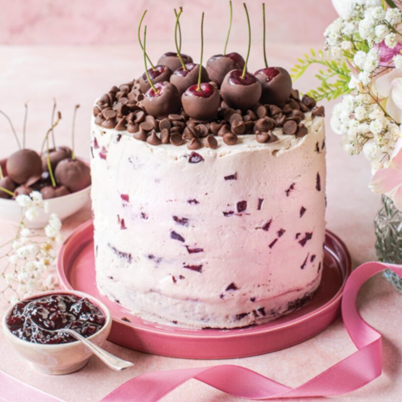 Morello cherry brownie cake